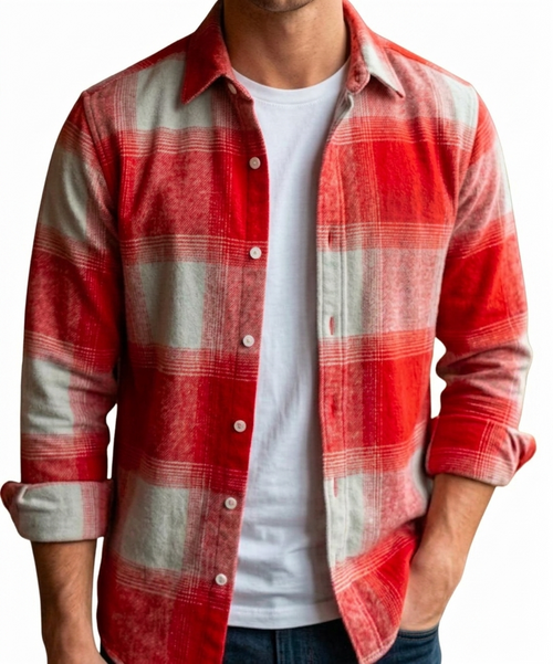 RED  Plaid Flannel Shirt.