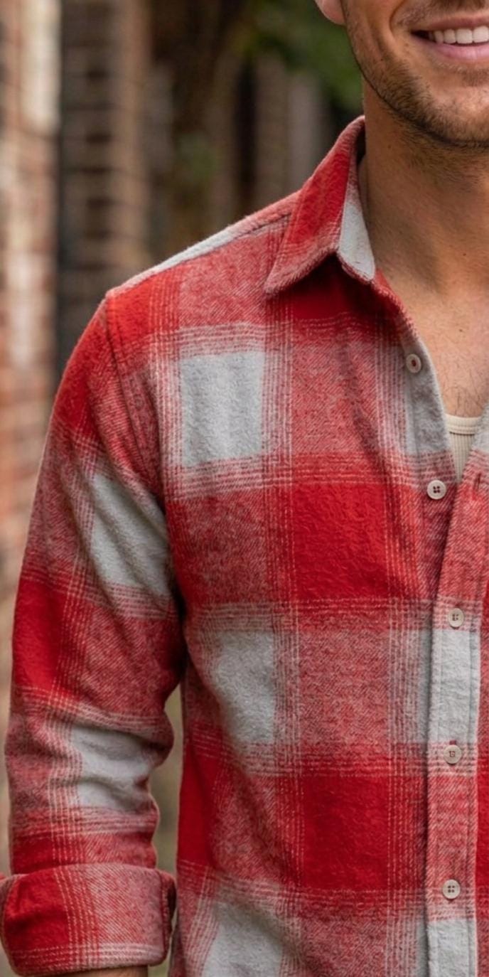 RED  Plaid Flannel Shirt.