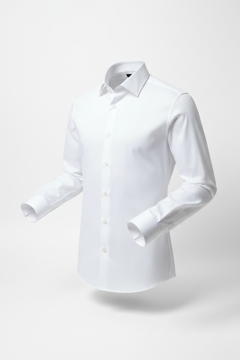 Samskar White Slim Fit Full Sleeve Cotton Shirt